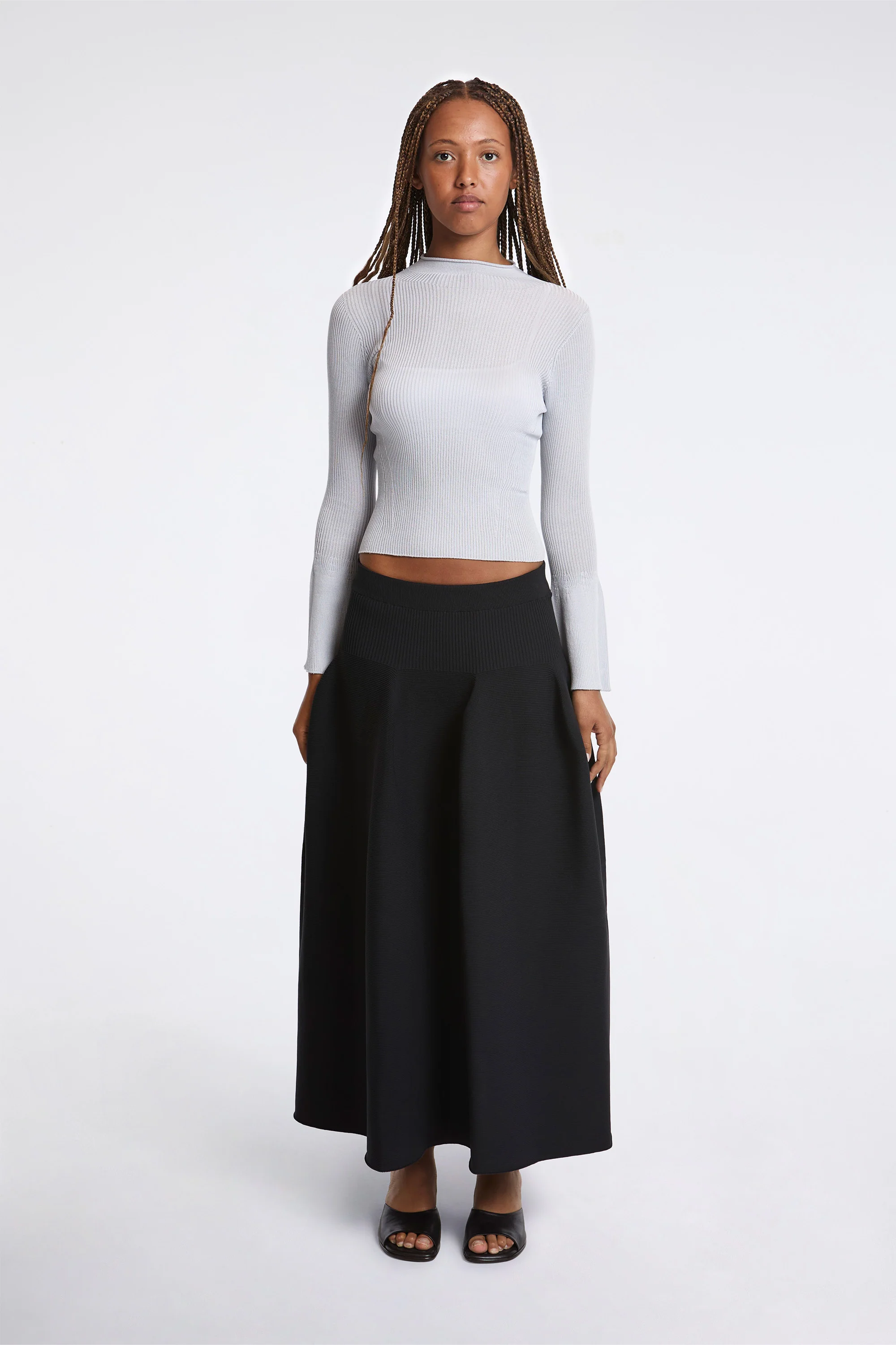 Soft Portrait Long Bell Sleeve Top Haze Gray - Image 5