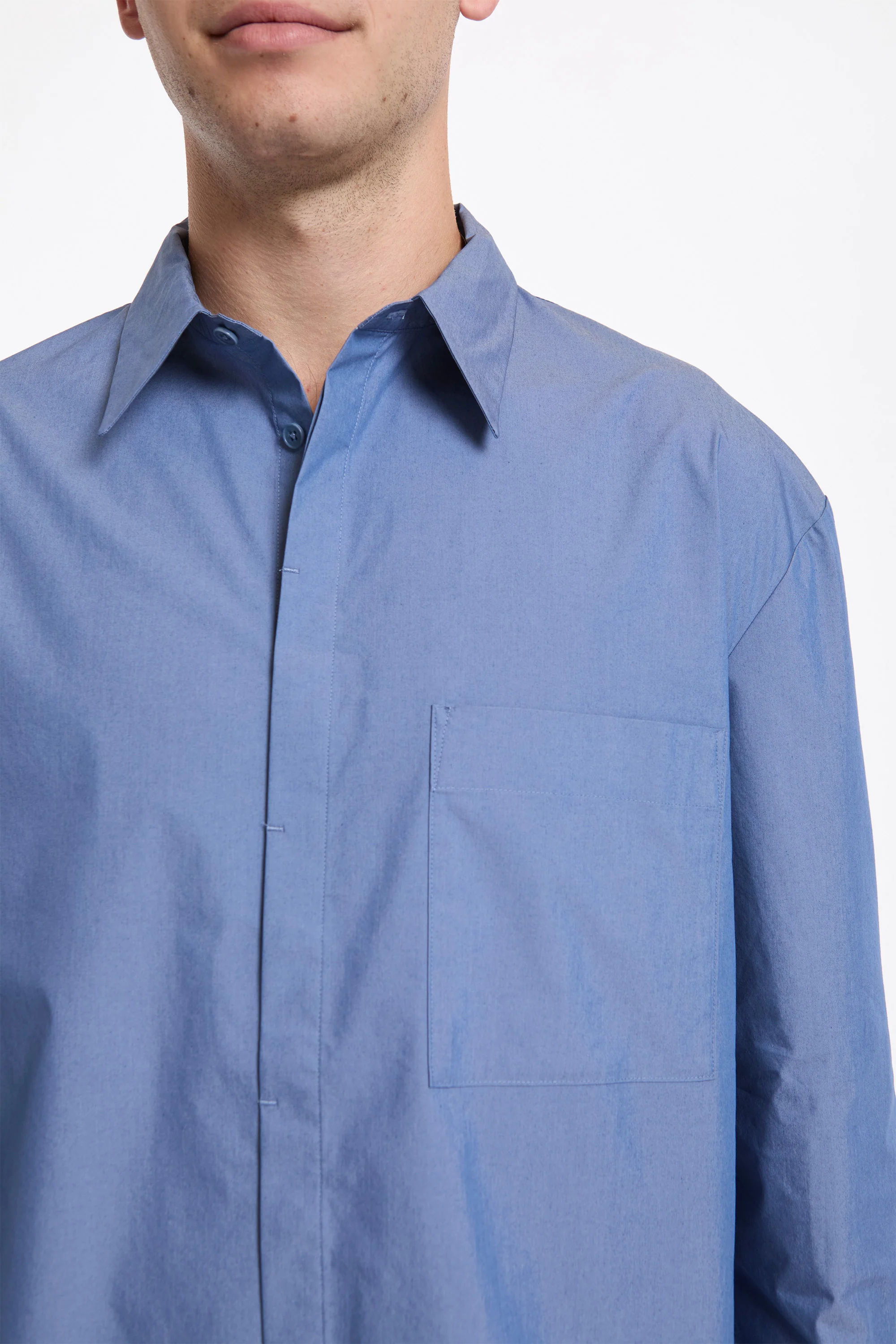 Square Pocket Oversized Shirt Blue - Image 3