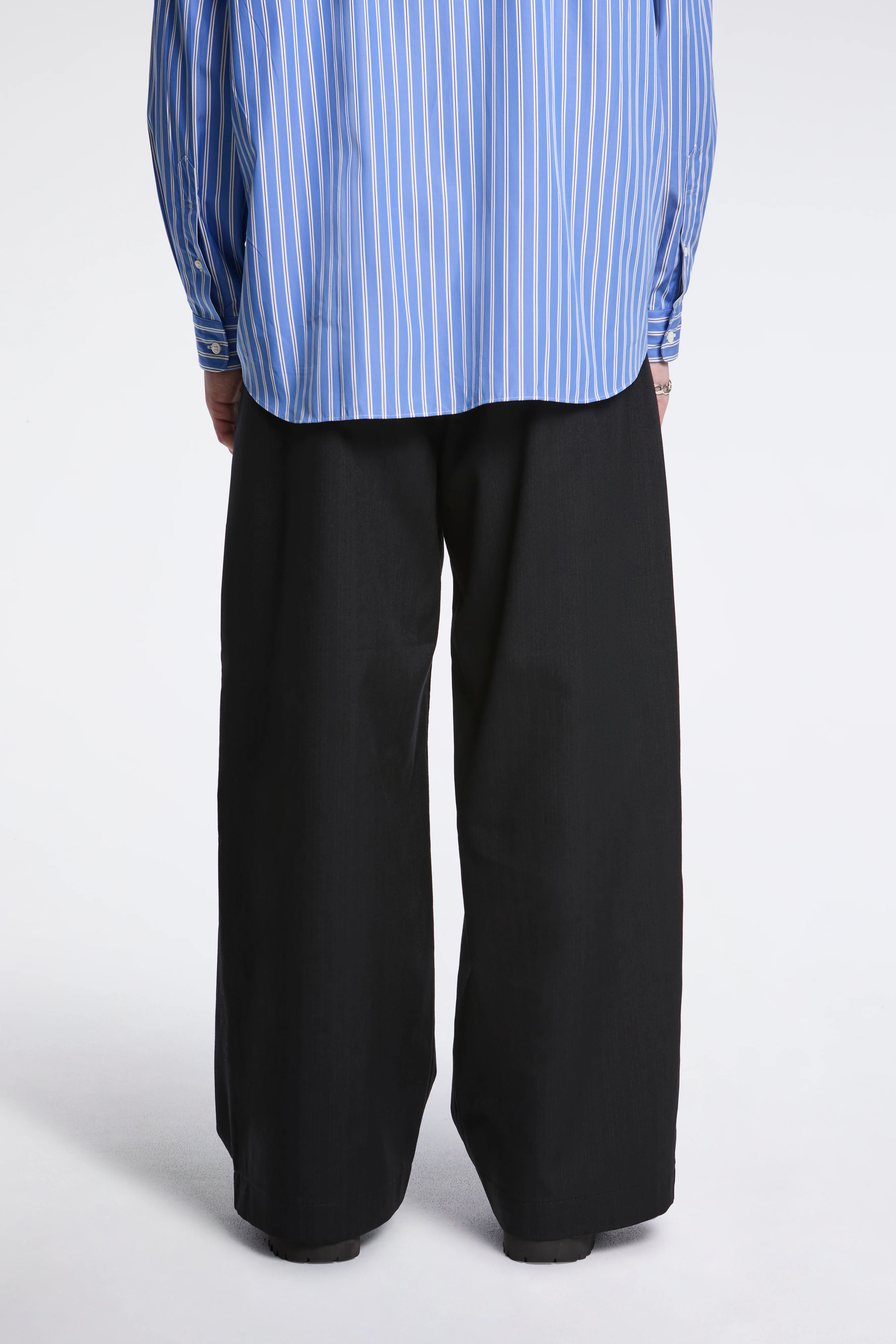 Striped Double Pleat Trouser Black - Image 4