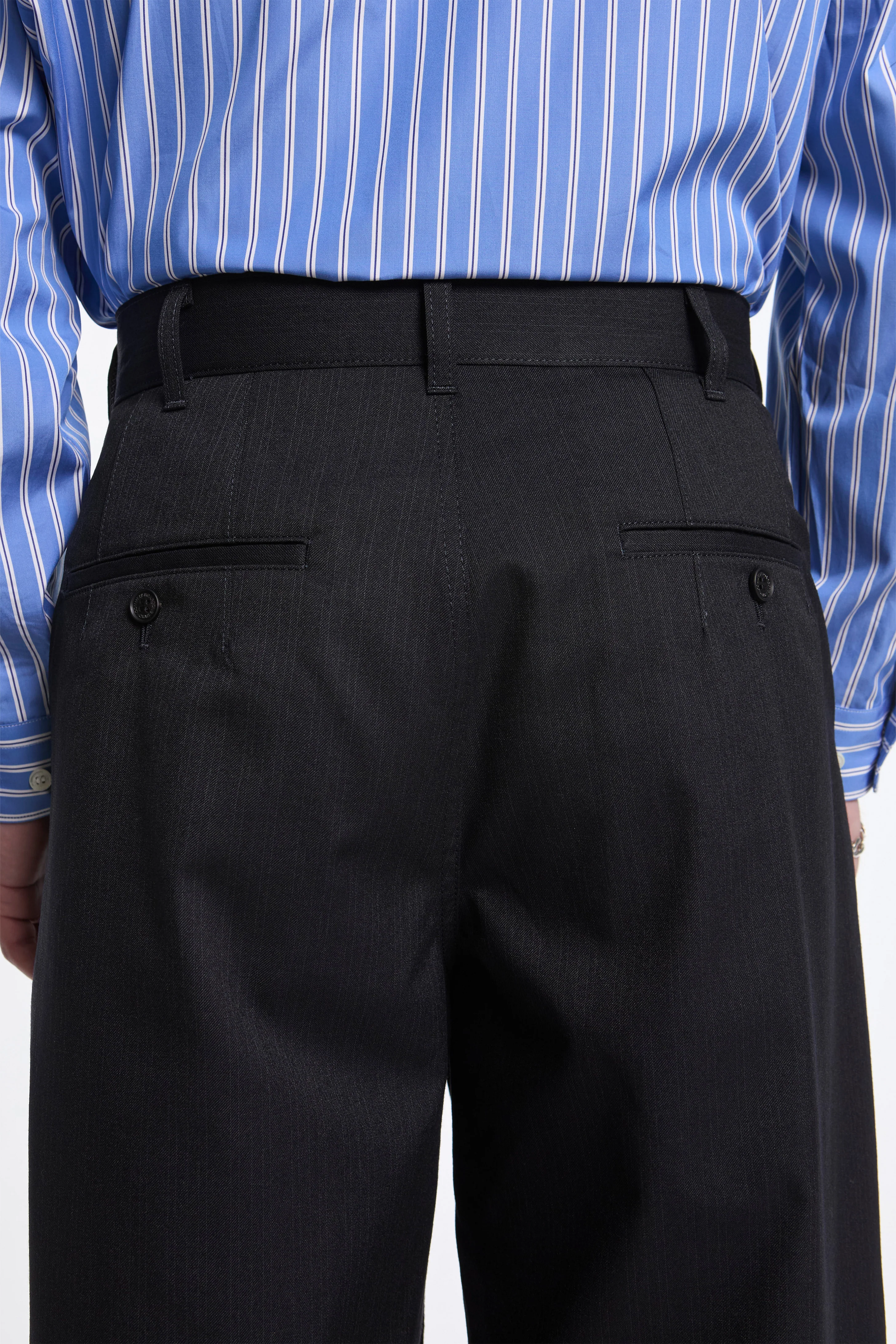Striped Double Pleat Trouser Black - Image 5
