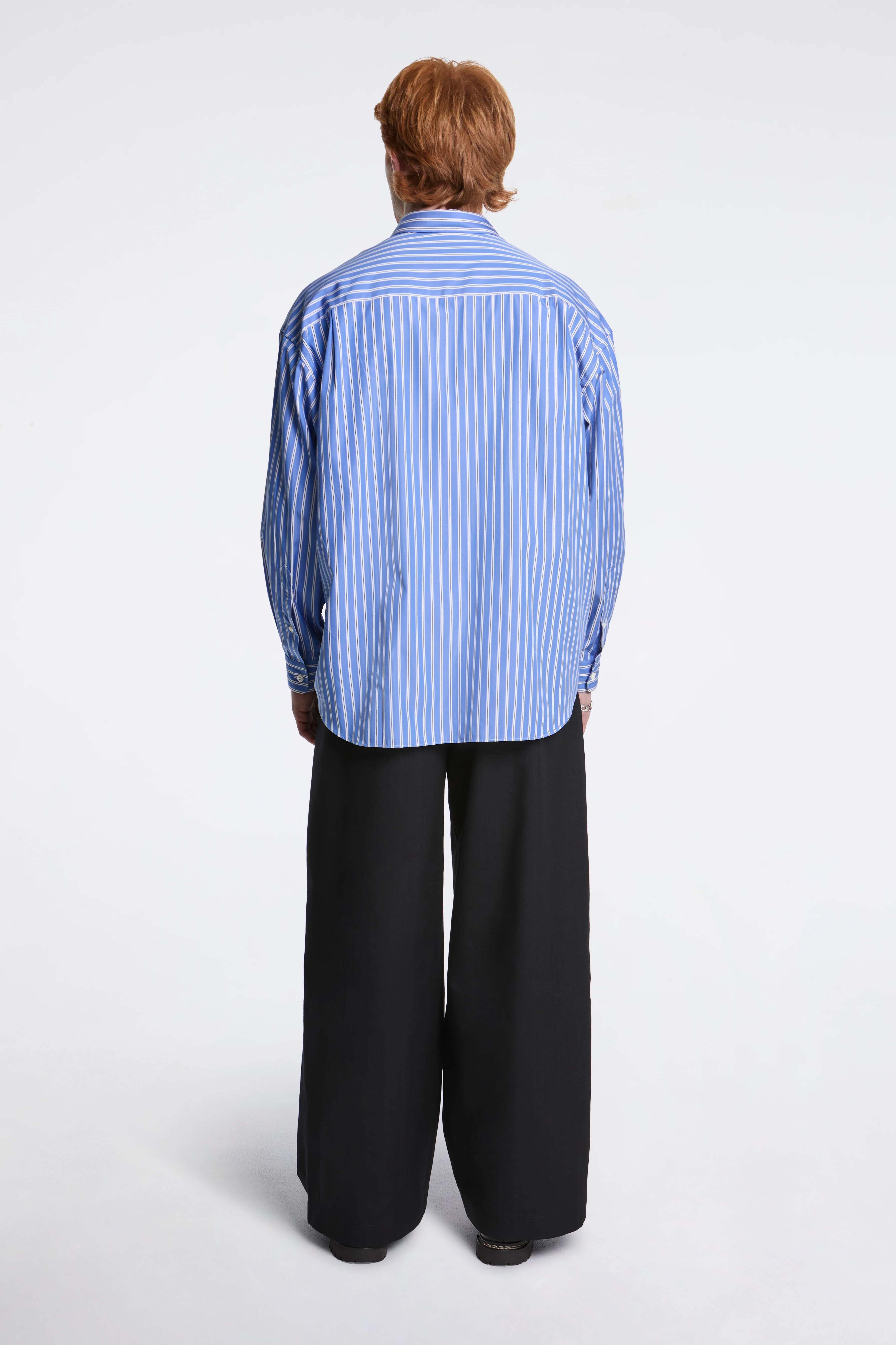 Striped Double Pleat Trouser Black - Image 6