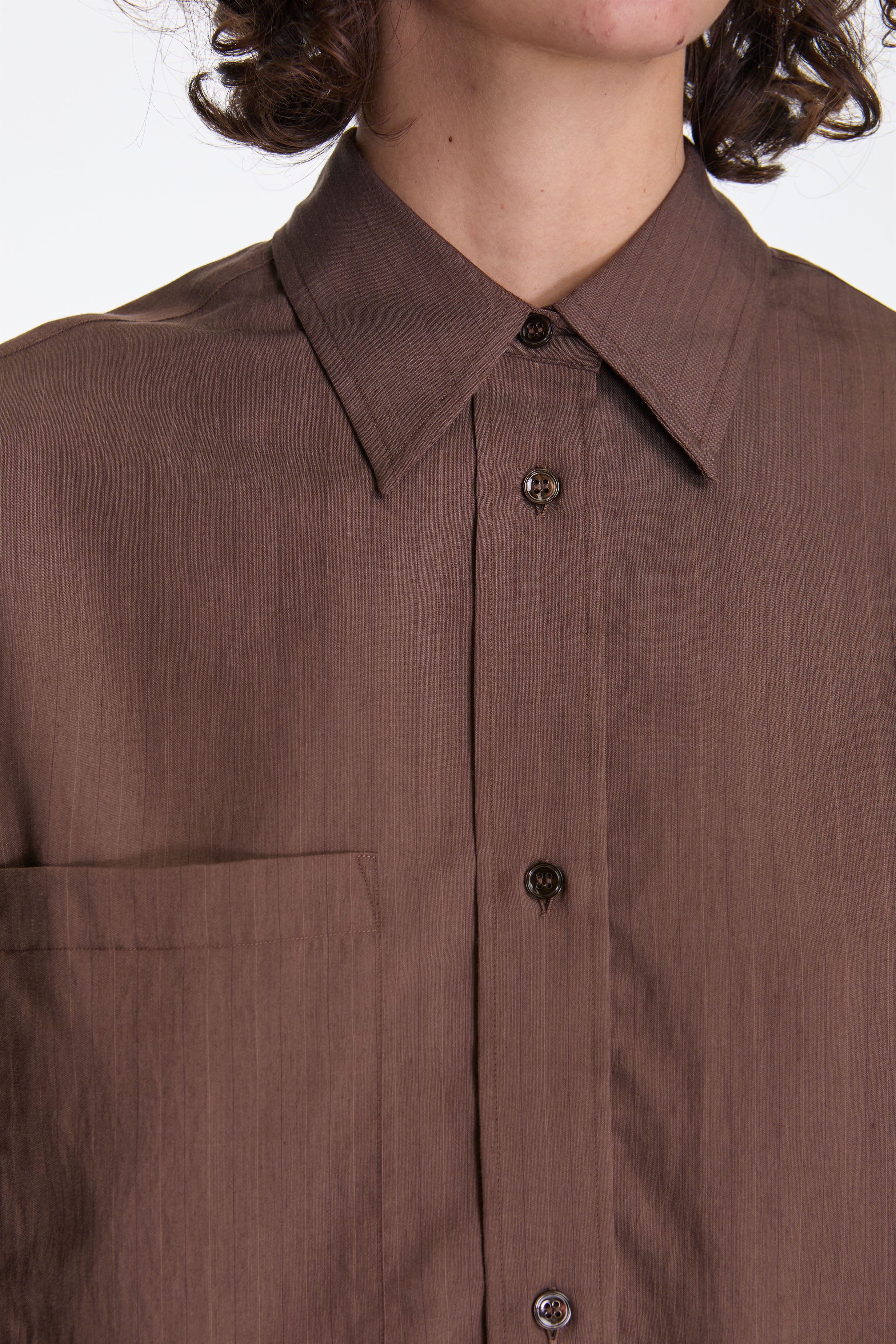 Leto Oversized Classic Shirt Brown - Image 3