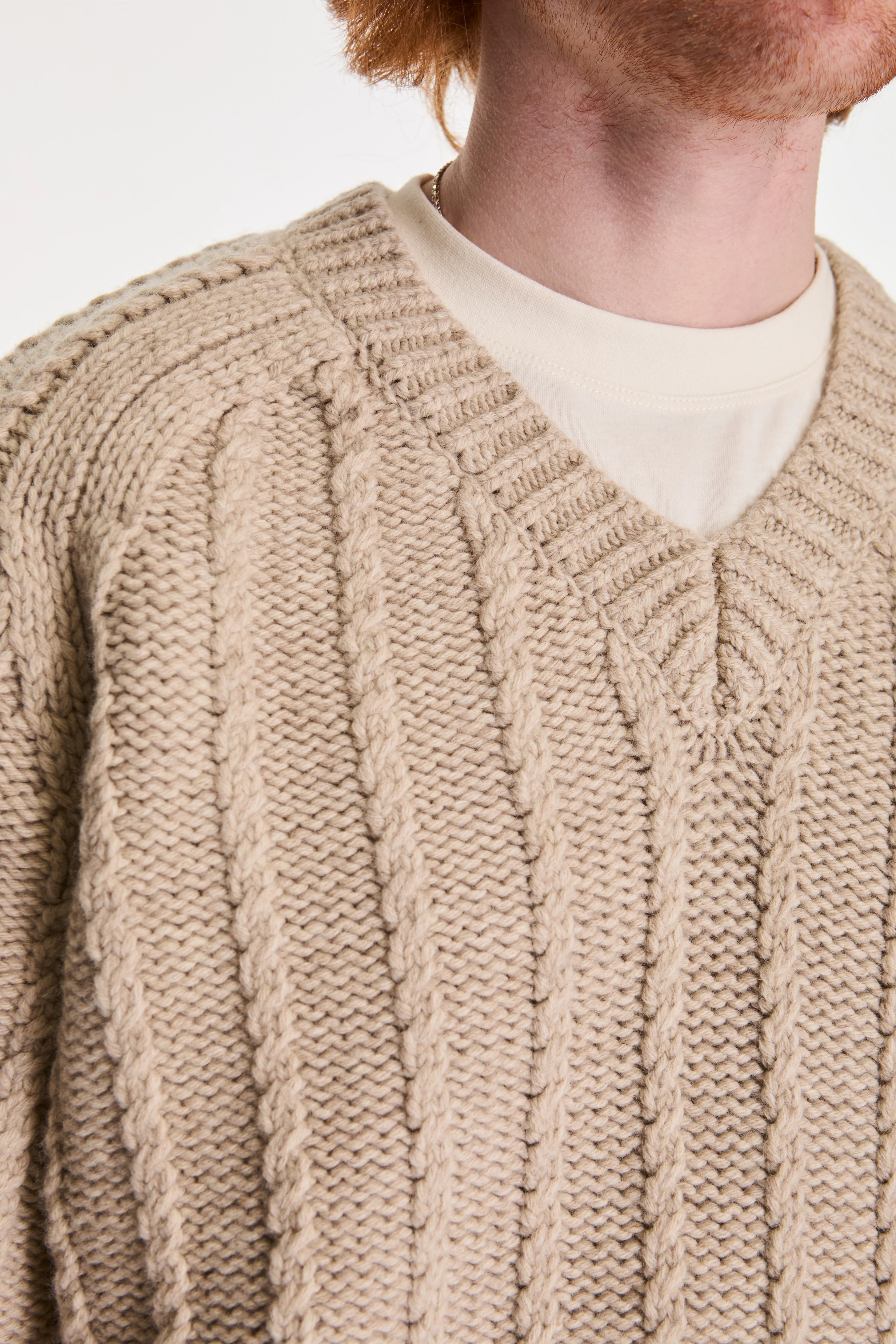 Sussex Knit Italian Virgin Wool Oatmeal - Image 3