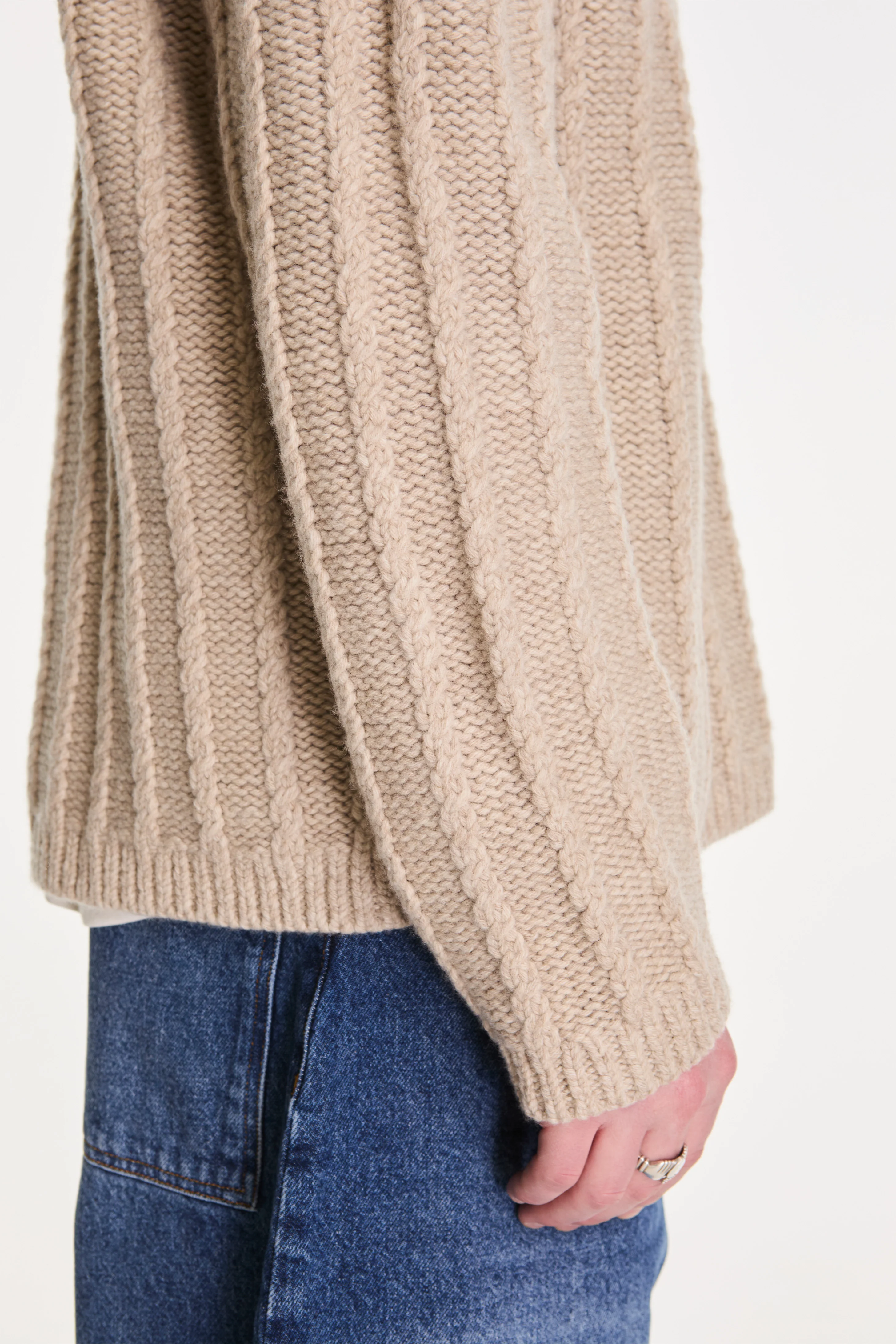 Sussex Knit Italian Virgin Wool Oatmeal - Image 4