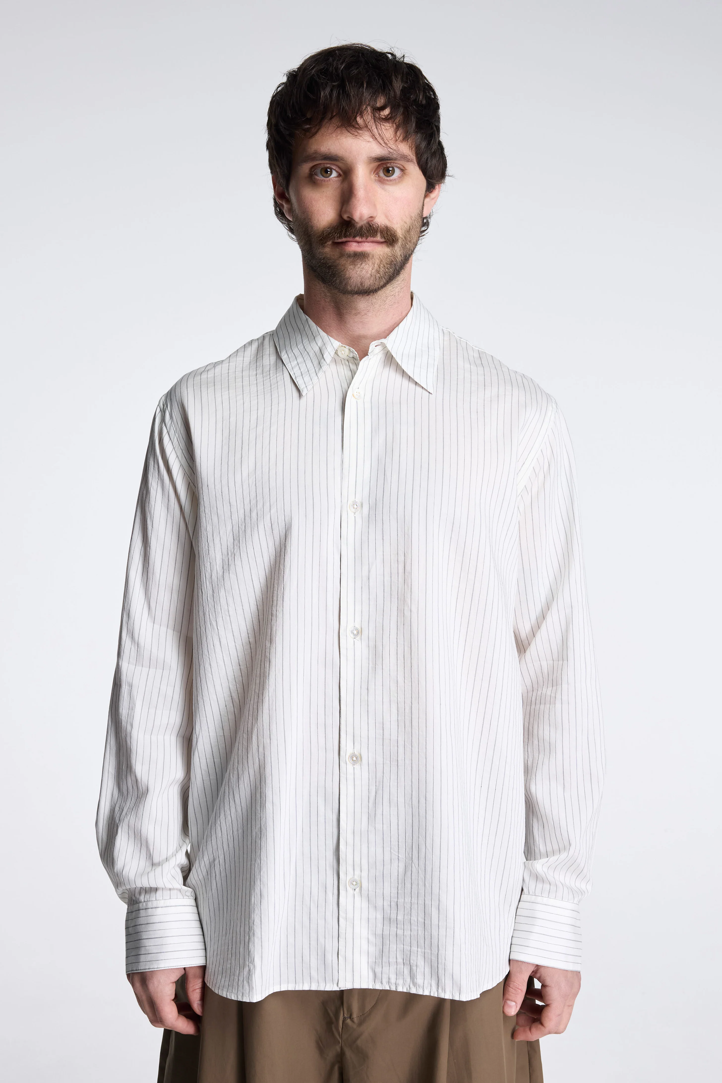 View Stripe Silk Shirt Ecru/ Black - Image 2