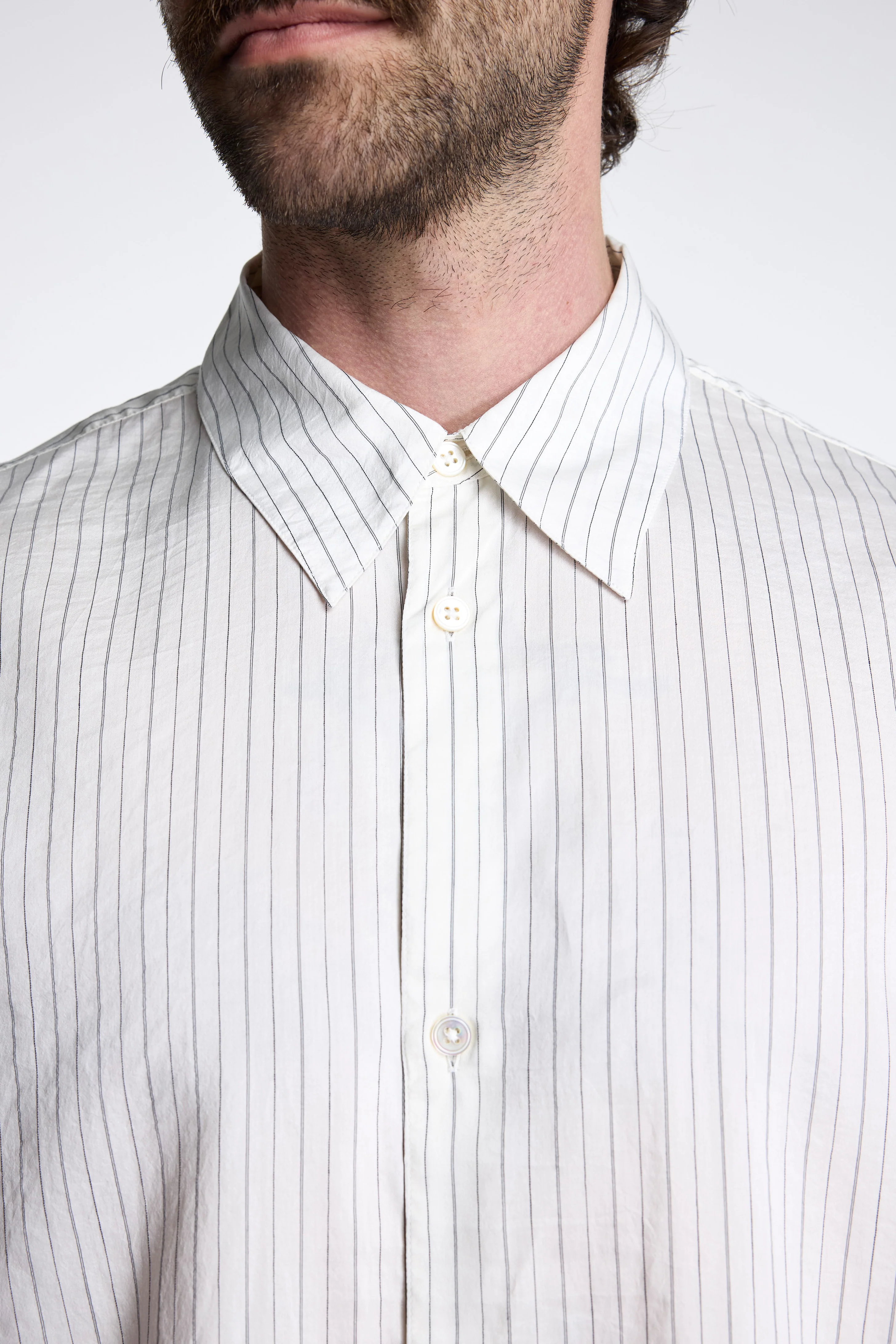 View Stripe Silk Shirt Ecru/ Black - Image 4