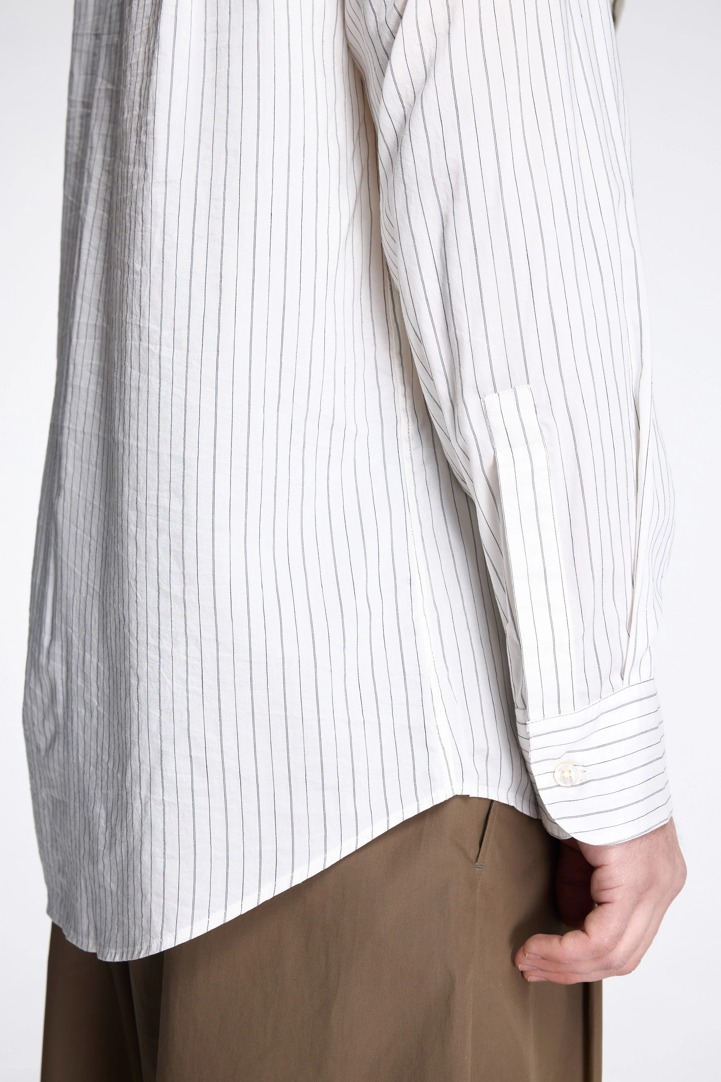 View Stripe Silk Shirt Ecru/ Black - Image 5