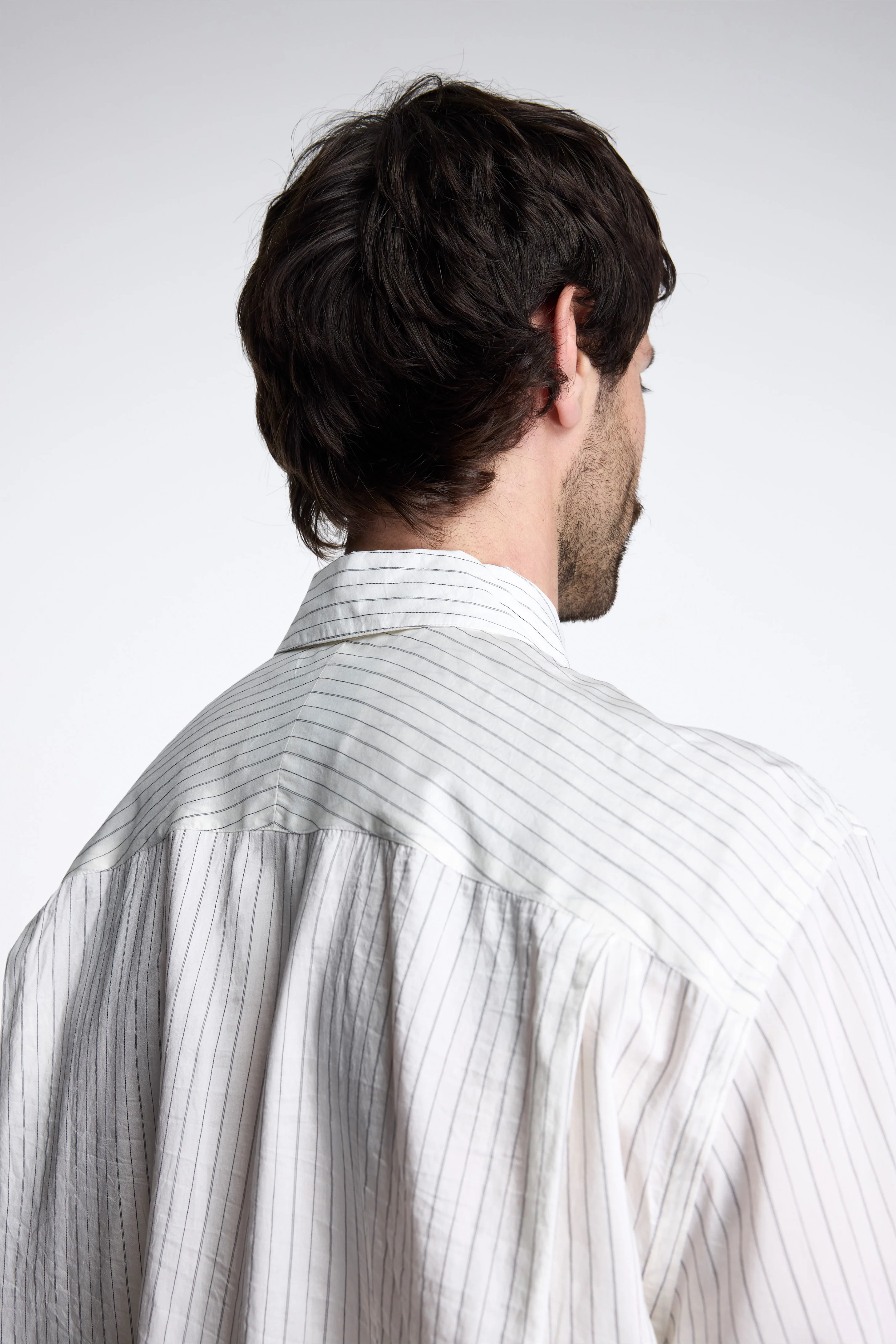 View Stripe Silk Shirt Ecru/ Black - Image 6