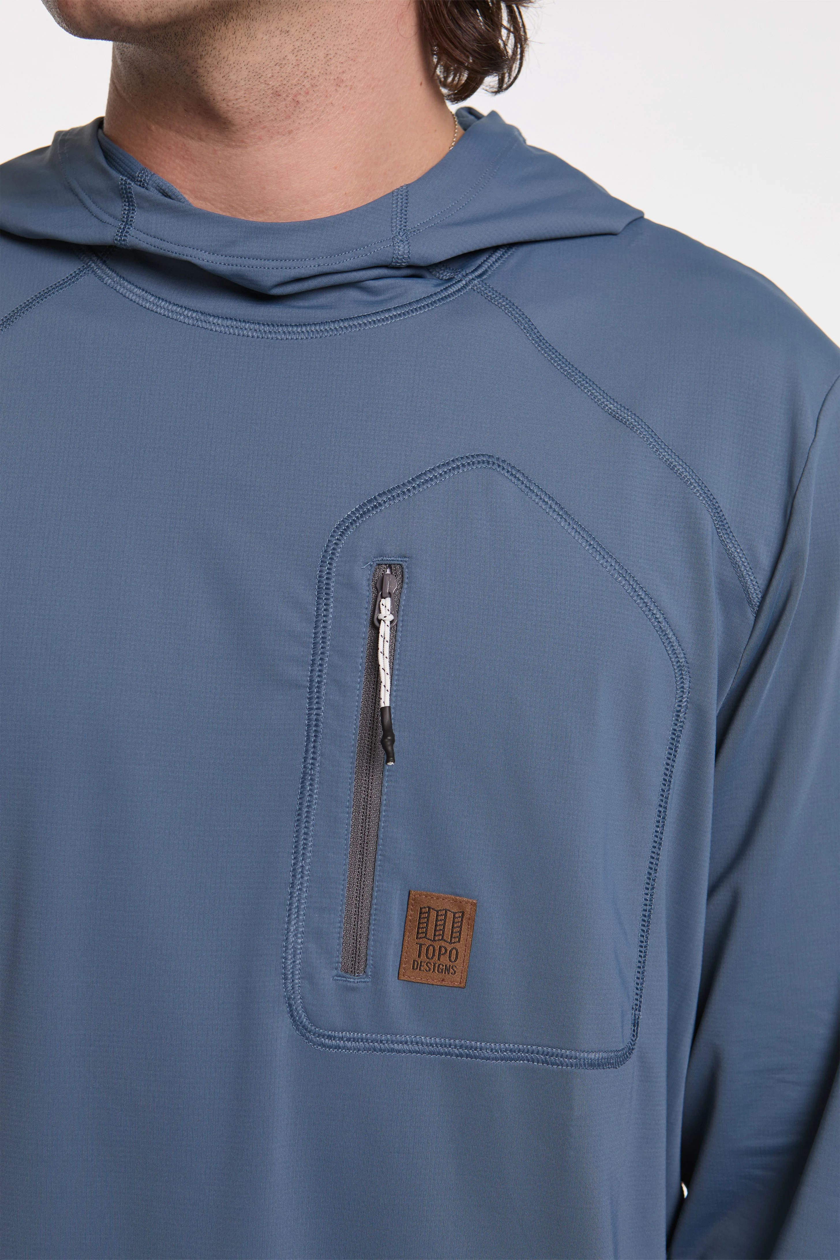 Sun Hoodie Mens Stone Blue - Image 3
