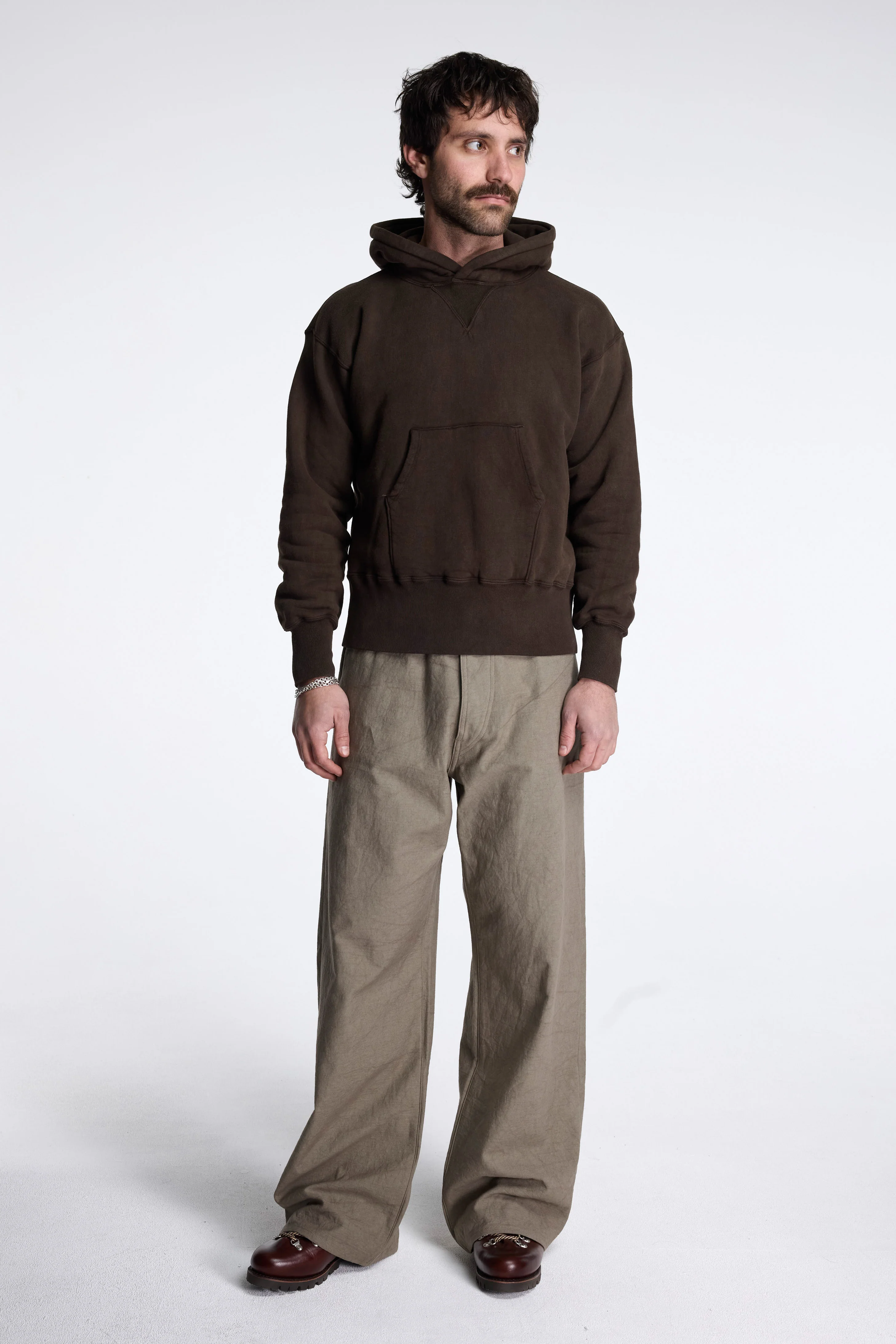 LOT.606 Hooded Sweat Shirt Mud Dyed Brown - Image 7