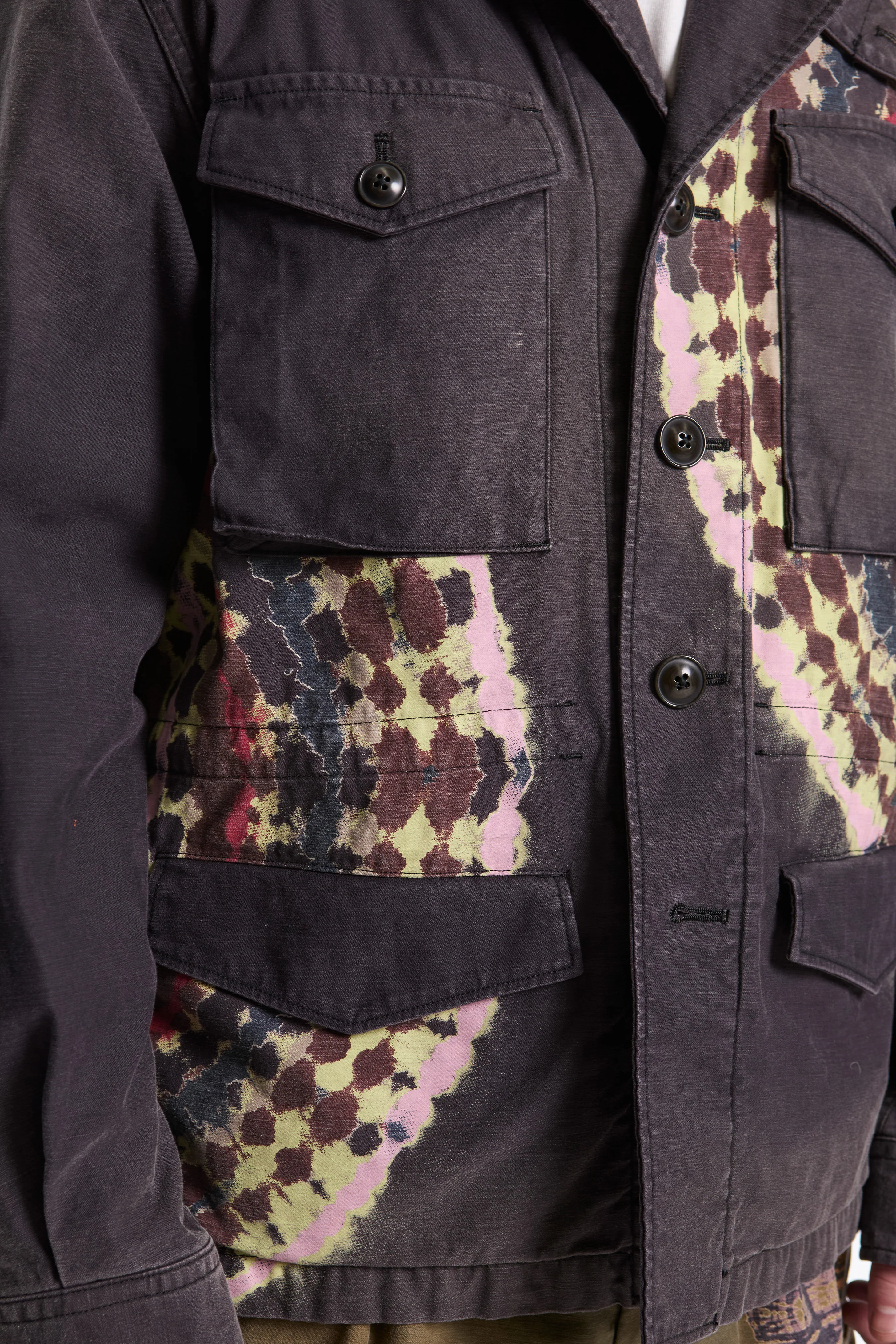 Tie-Dye Military Jacket Black - Image 3