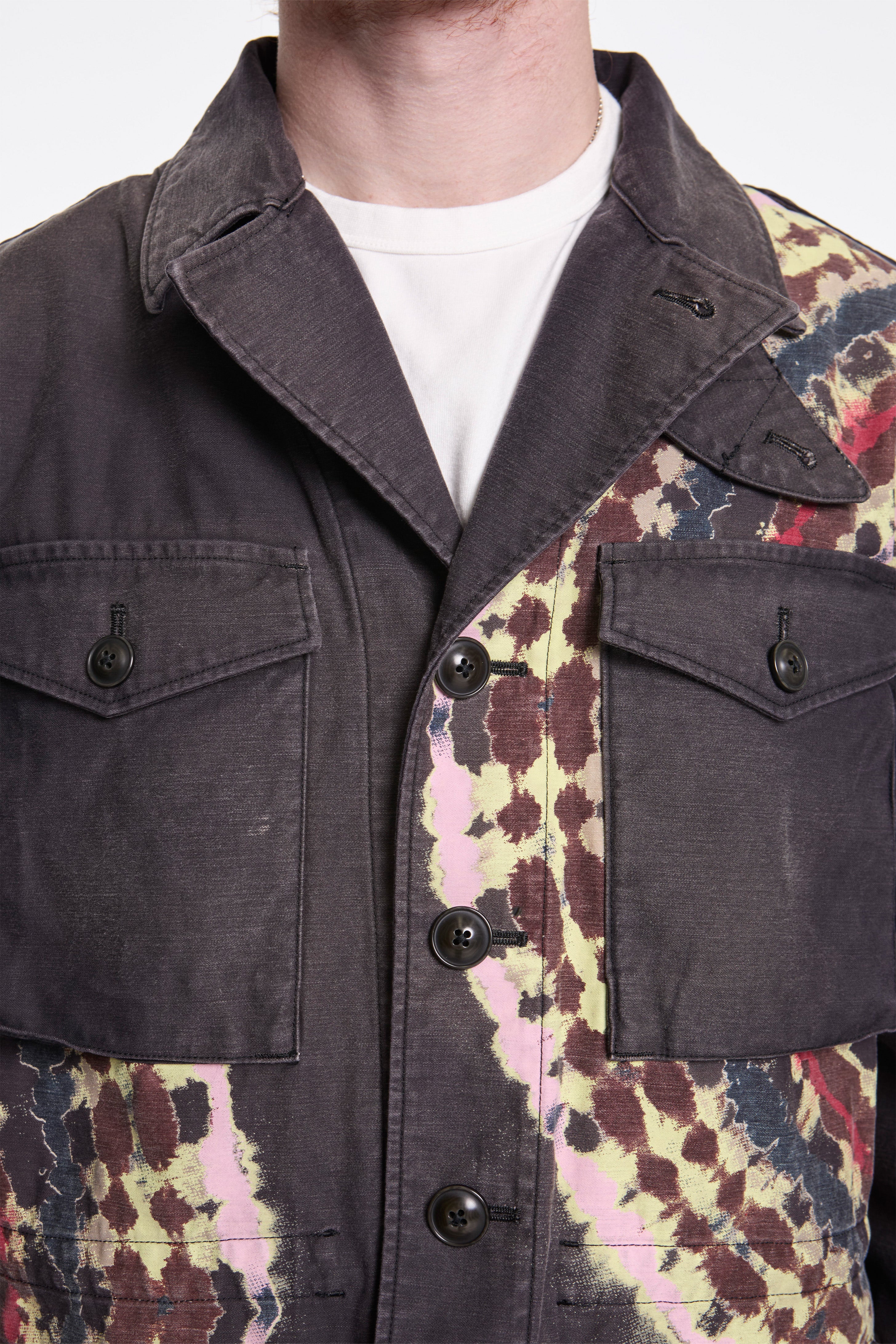 Tie-Dye Military Jacket Black - Image 4