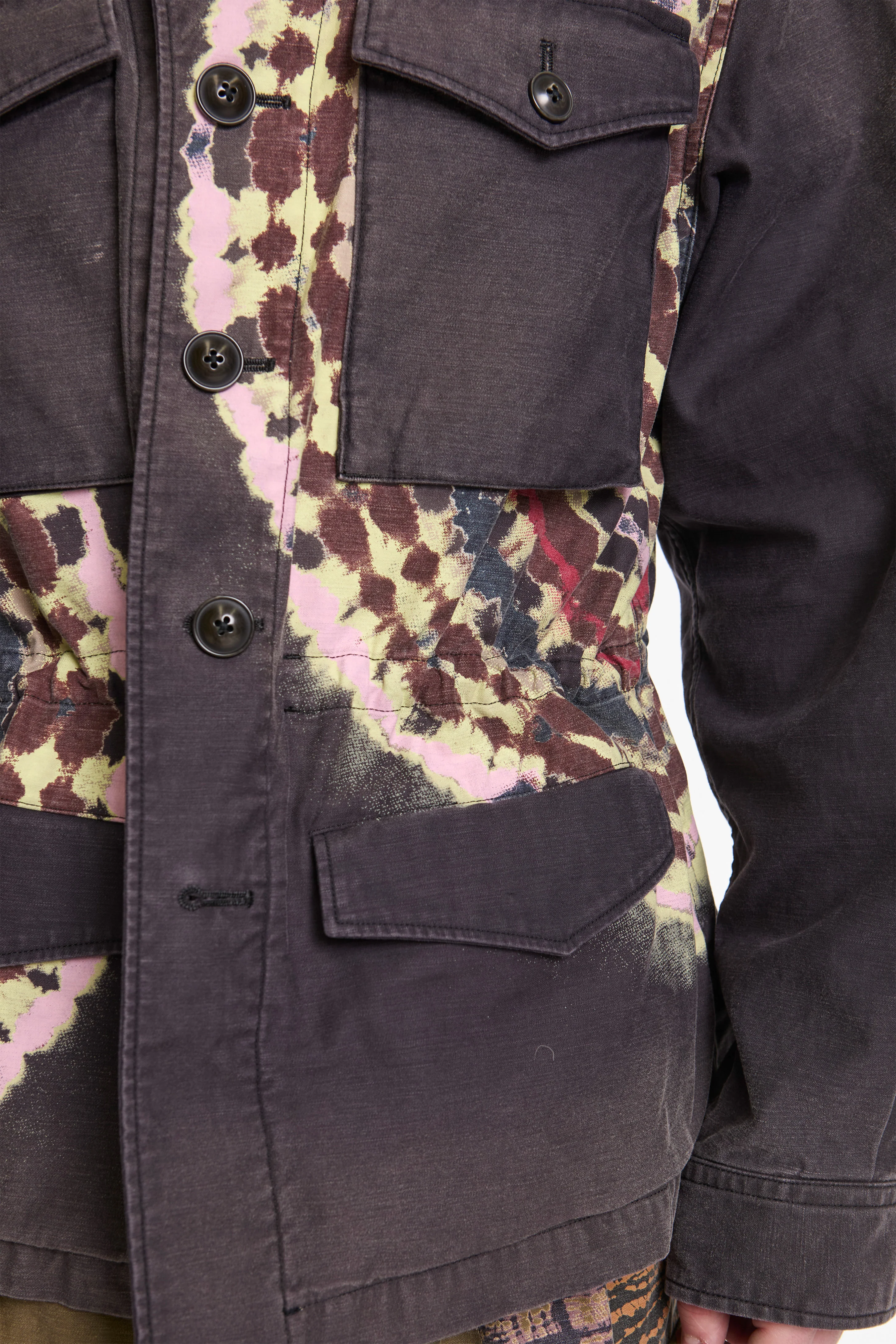 Tie-Dye Military Jacket Black - Image 5