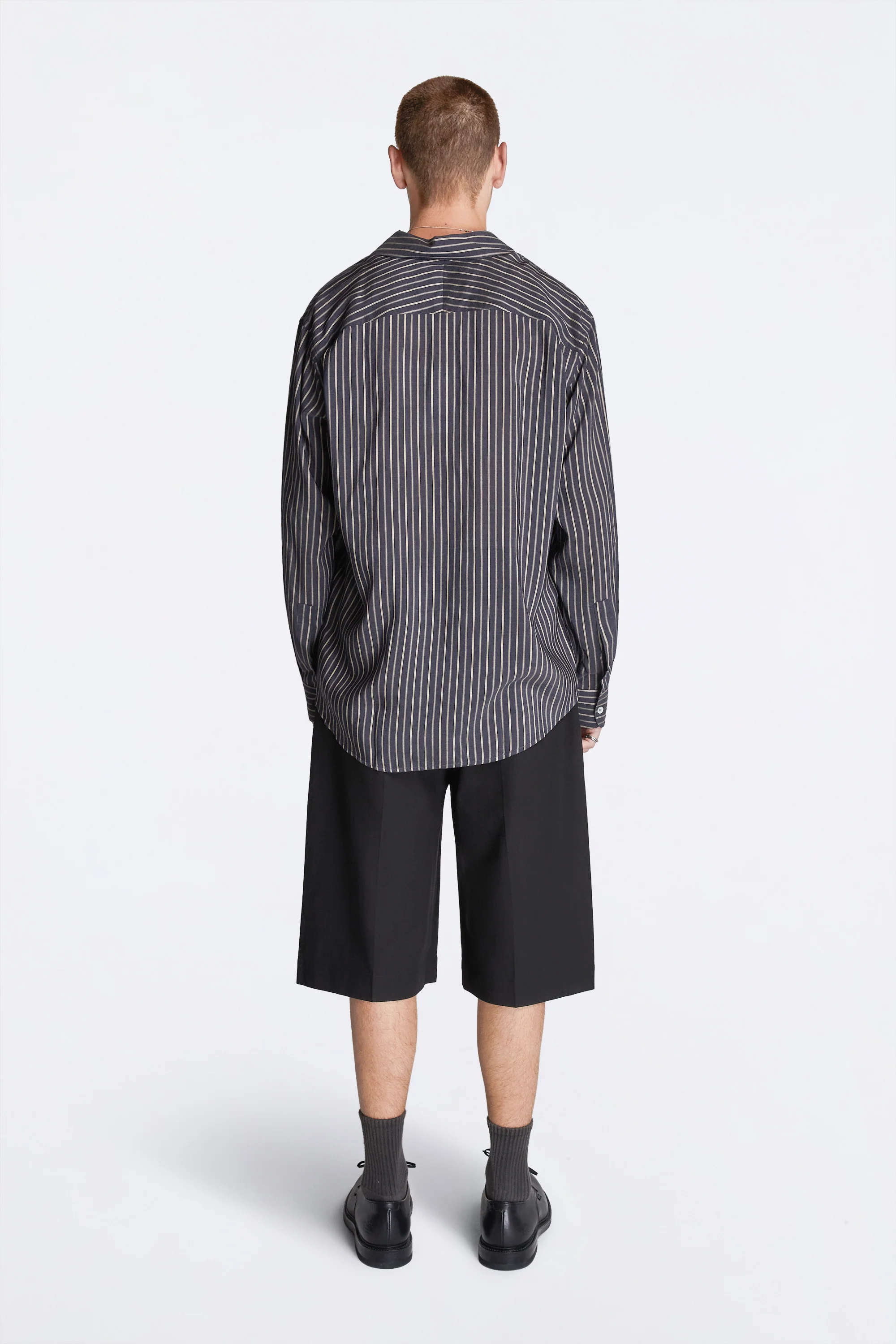 View Lyocell Silk Stripe Shirt Indigo - Image 6