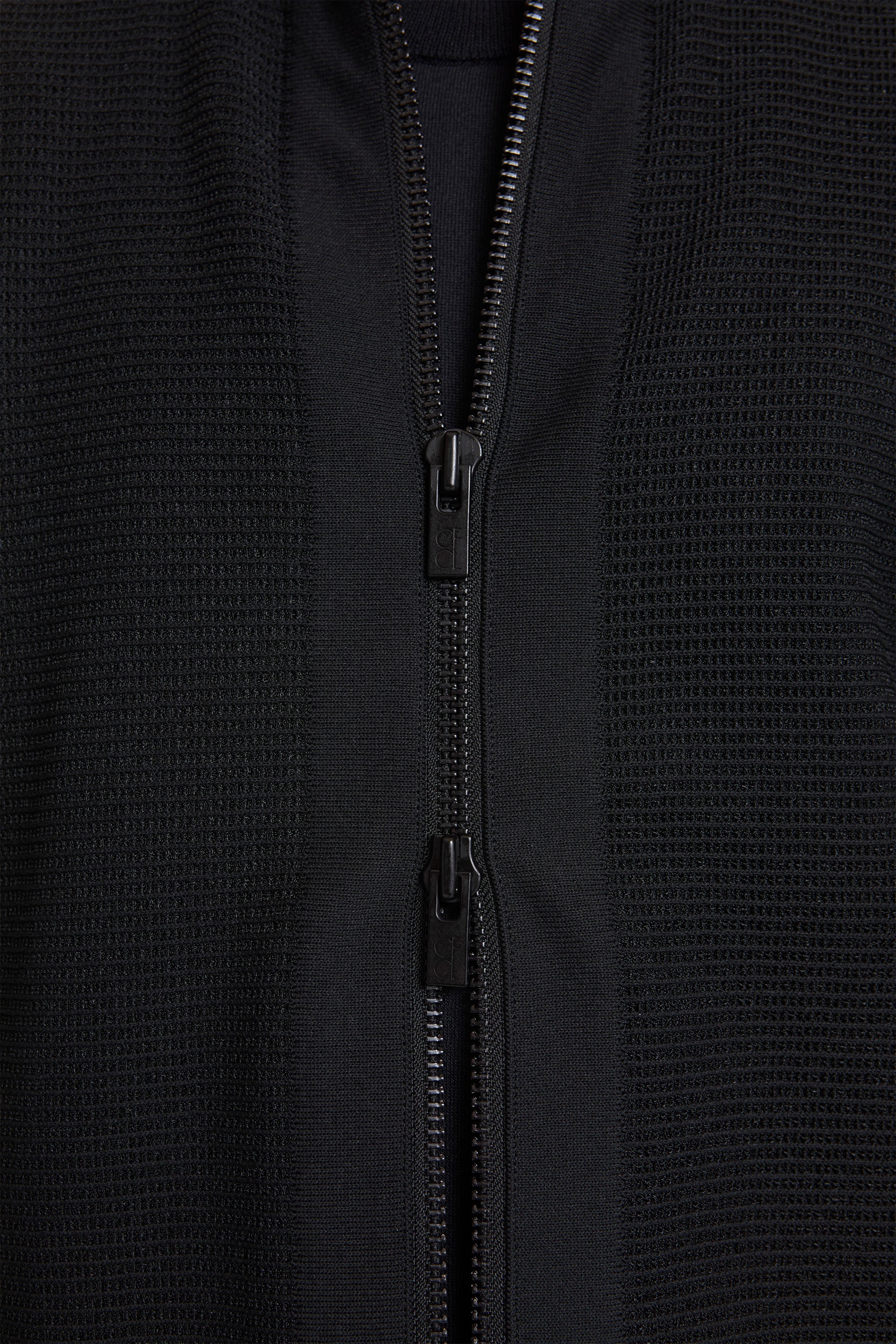 Waffle Lucent Stand Collar Zip Blouson Black - Image 4