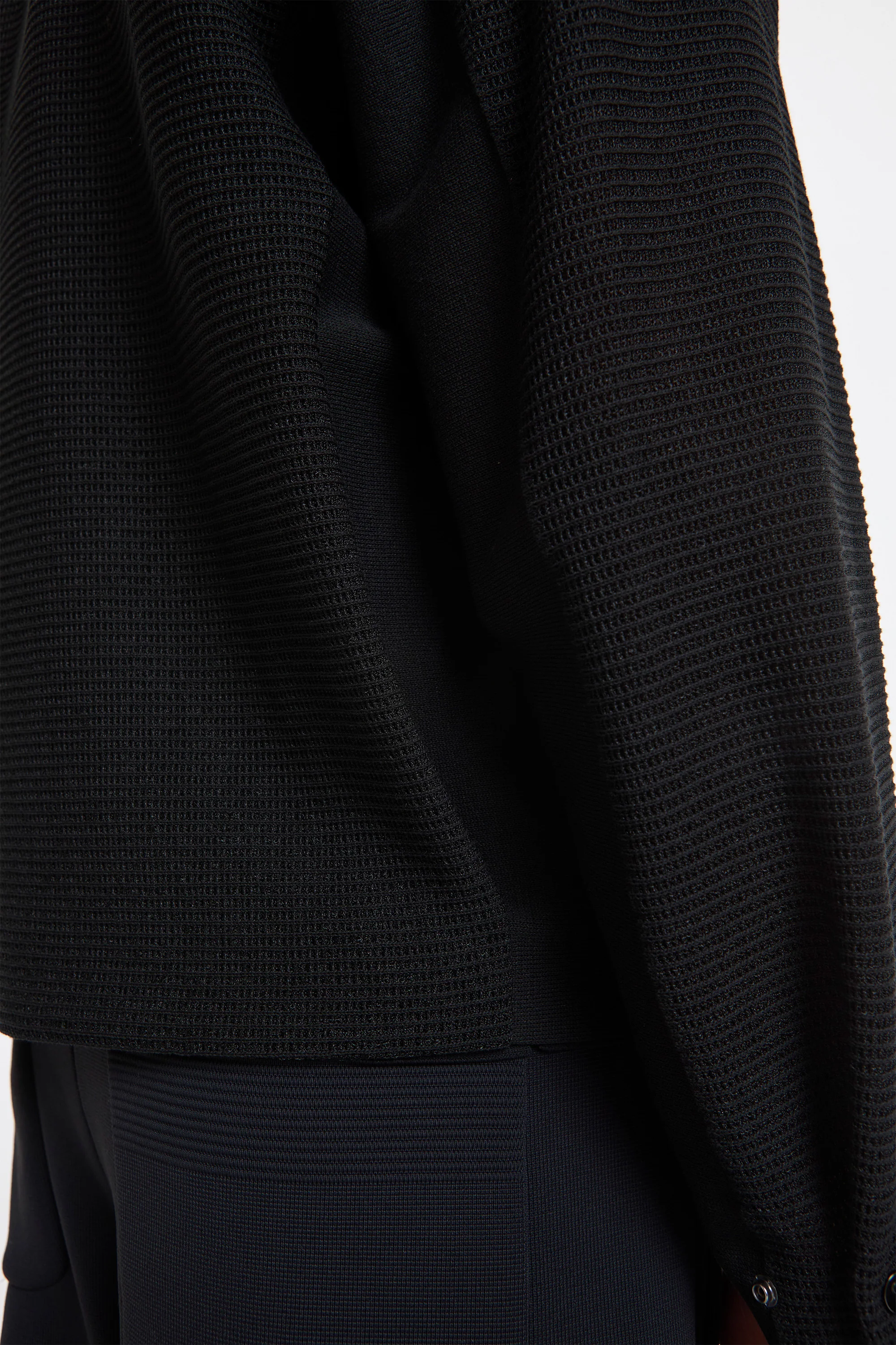 Waffle Lucent Stand Collar Zip Blouson Black - Image 5