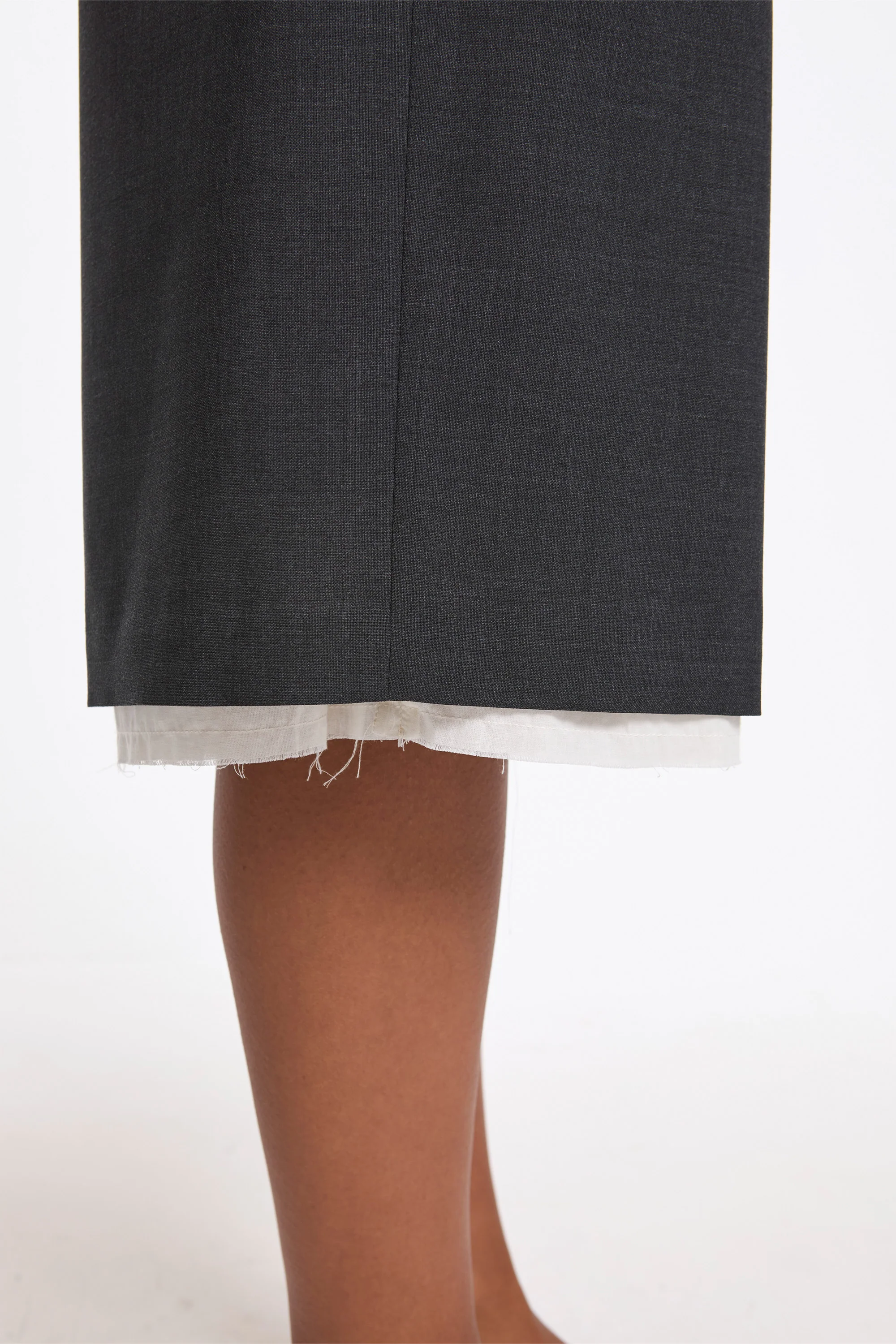 Womens Slash Shorts Dark Grey Tropical Wool - Image 4
