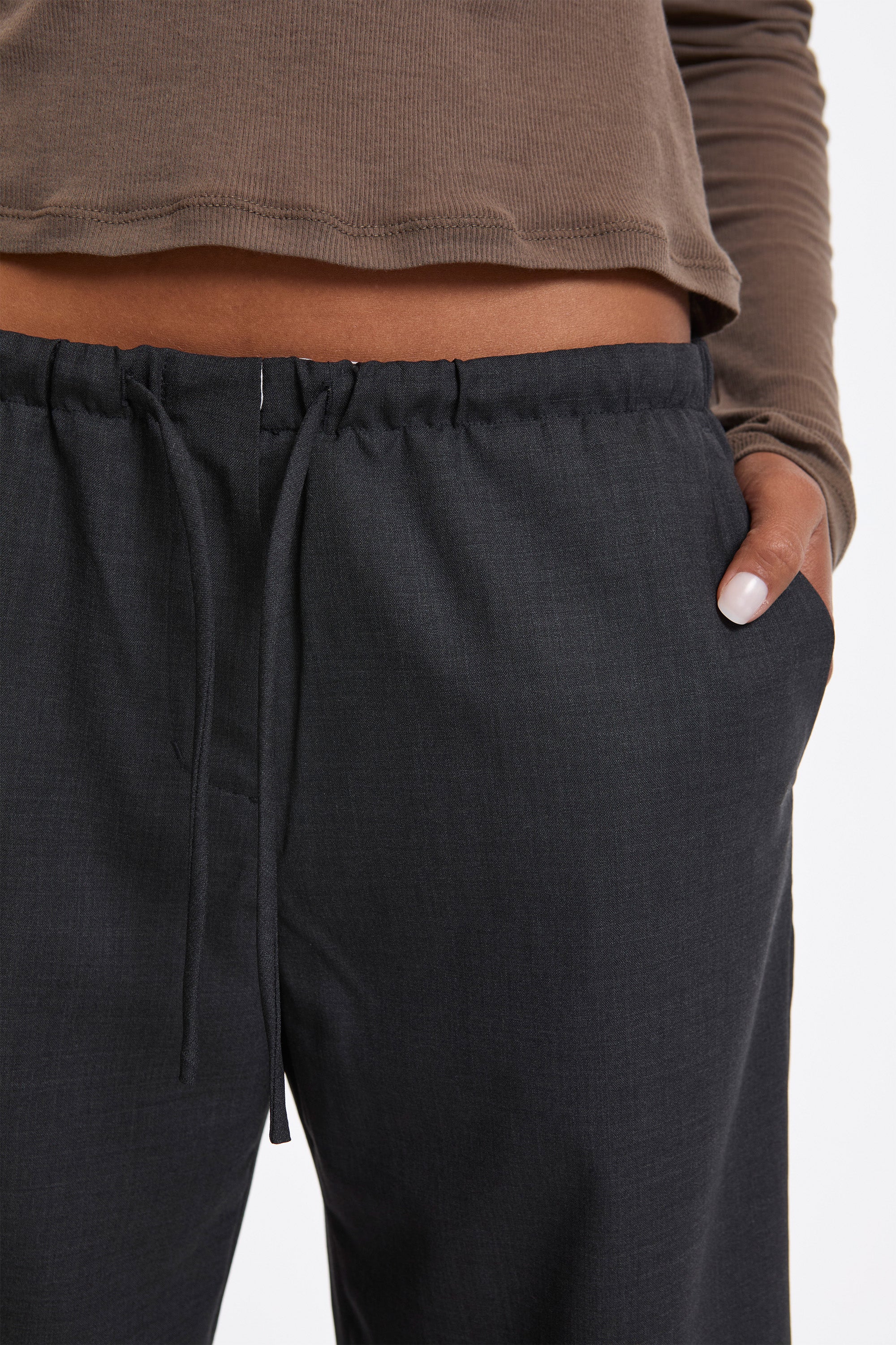 Wool Banding Pants Charcoal - Image 3