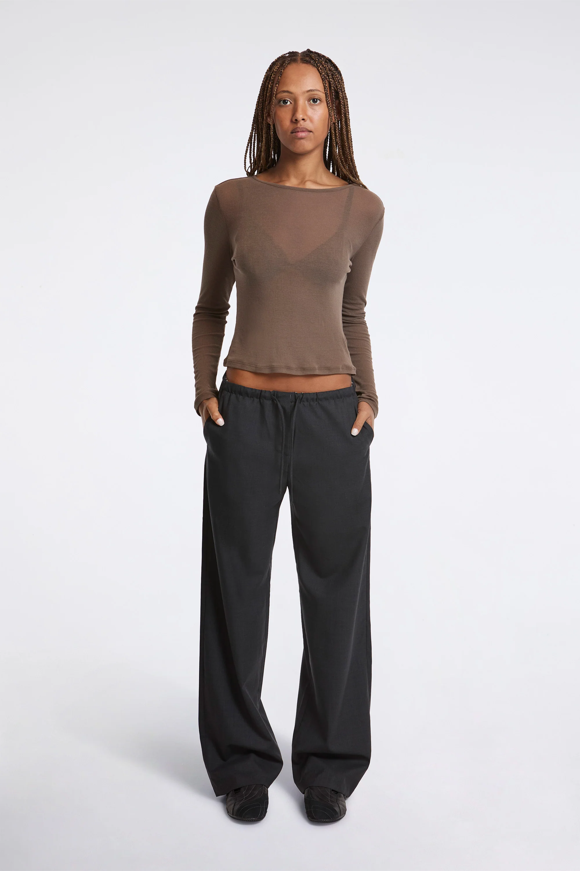 Wool Banding Pants Charcoal - Image 5