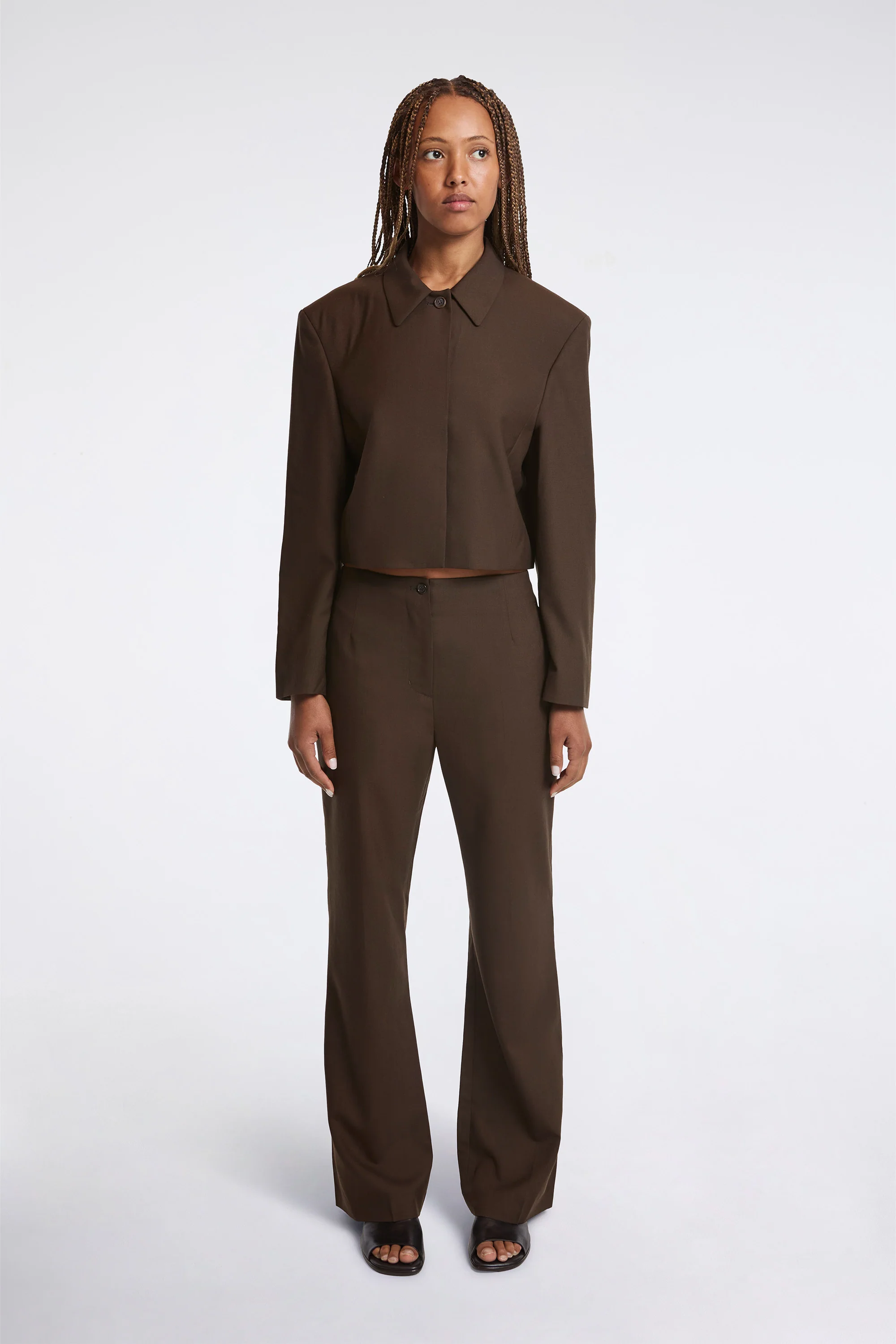 Wool Short Jacket Khaki Brown - Image 5